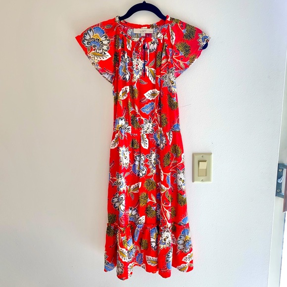LOFT Dresses & Skirts - Loft size XSP red midi dress